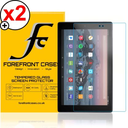 Forefront Cases Amazon Fire HD 10 2017 & 2019 HD Tempered Glass Screen Protector Guard - PACK OF 2